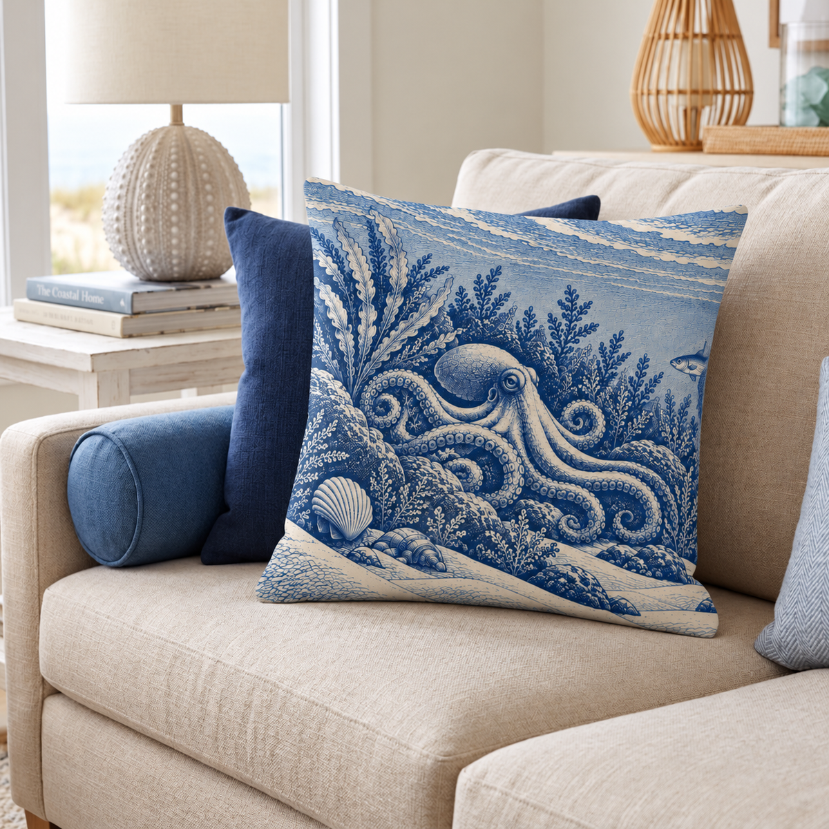 Underwater Octopus Cushion | Coastal Décor