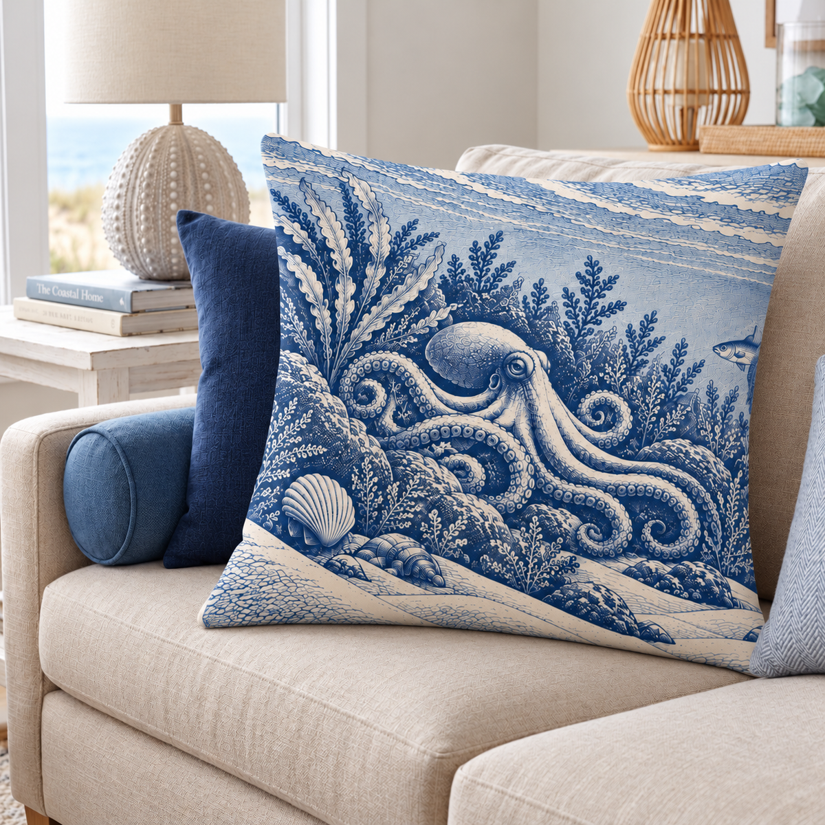 Underwater Octopus Cushion | Coastal Décor