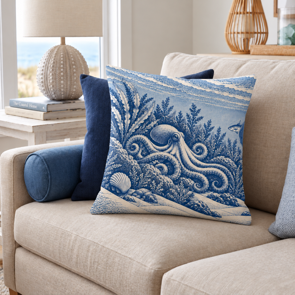 Underwater Octopus Cushion | Coastal Décor
