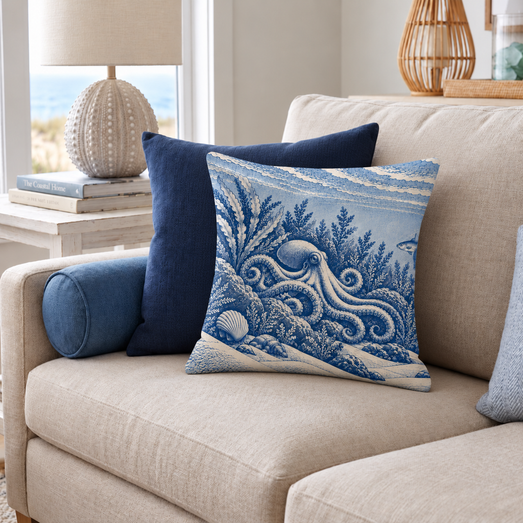 Underwater Octopus Cushion | Coastal Décor