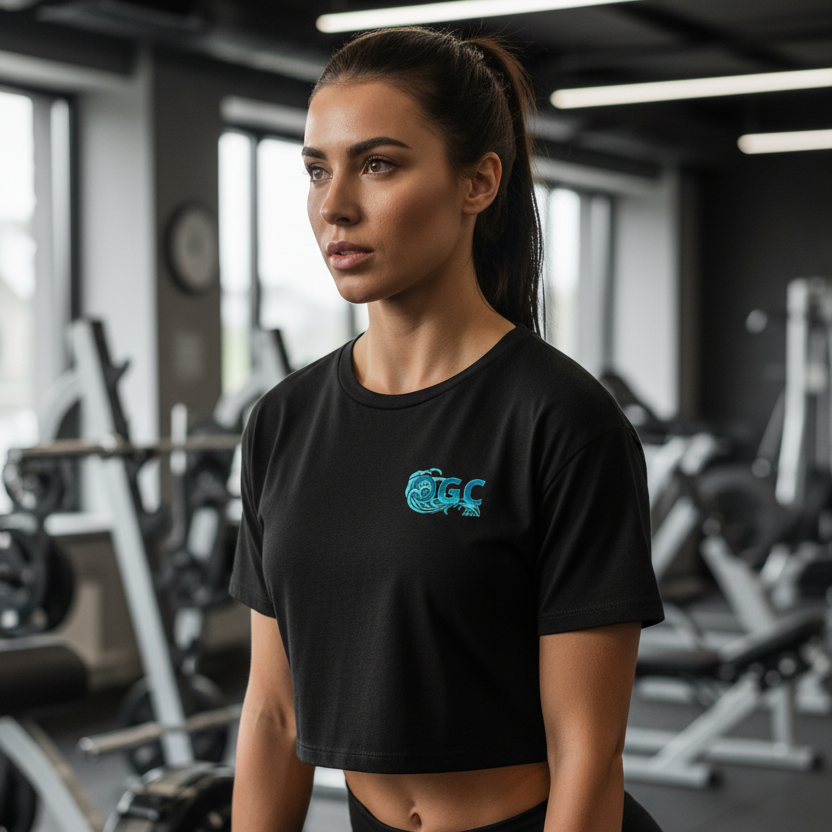 OGC Wave Women's Crop Tee in Black