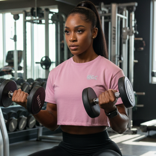 OGC Pink Wave Cropped Cotton T-shirt